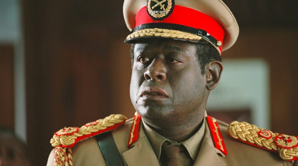 Screenshot from The Last King of Scotland featuring Forest Whitaker as Idi Amin