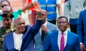 Kabaka Ronald Muwenda Mutebi II waving to crowds during 70th birthday celebrations