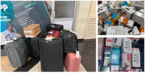 Confiscated suitcases filled with undeclared phone screens at Entebbe International Airport