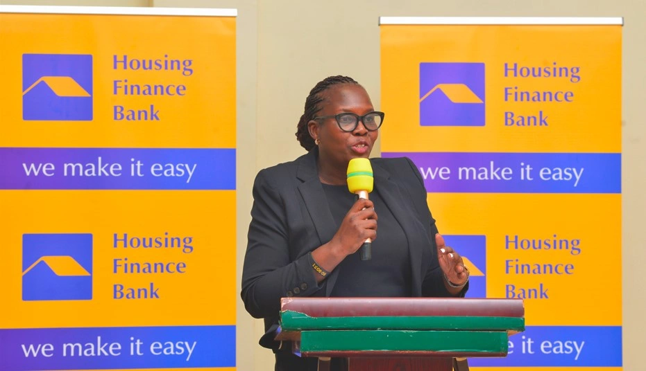 Caroline Agudo - Head of Customer Experience at Housing Finance Bank giving a speech during the event